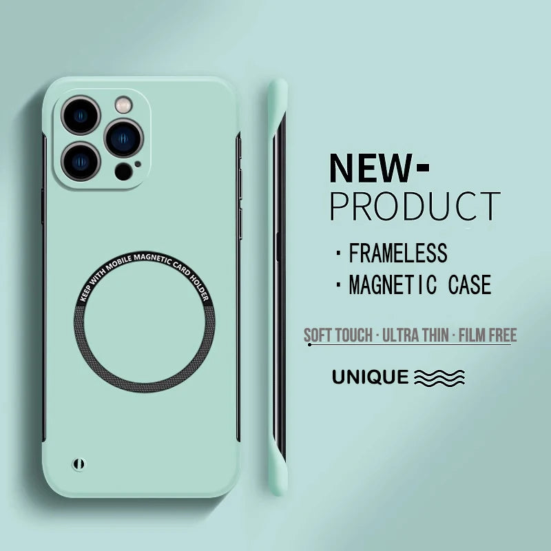 Ultra Thin Matte Hard PC Magnetic Frameless Color Phone Case For iPhone 17 Air 16E 16 15 14 Plus Pro Max 17 Pro Max Cover Cases