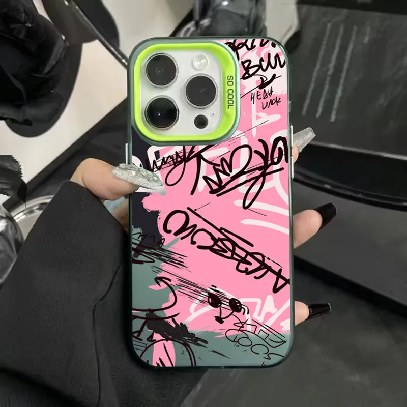 For iPhone 17 16 Cases Personalized English Writing Lip Phone Case For iPhone 16E 15 14 13 12 11 Pro Max XS XR X 7 8Plus Cover