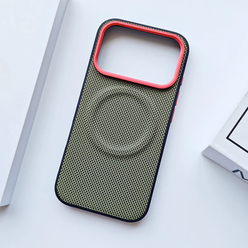 For iPhone 17 Pro Max 17 Air Case Luxury Magnetic Soft TPU+Nylon Woven Leather Back Anti-Fingerprint Cover for iPhone17