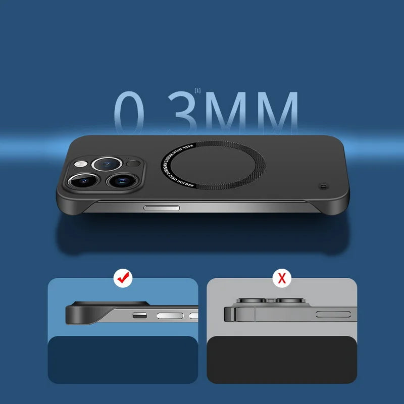 Ultra Thin Matte Hard PC Magnetic Frameless Color Phone Case For iPhone 17 Air 16E 16 15 14 Plus Pro Max 17 Pro Max Cover Cases