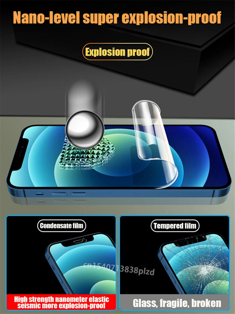 8Pcs Full Cover TPU Hydrogel Film For iPhone 17 16 Pro Max Screen Protector iPhone 14 15 Plus iPhone17 Air 13 12 16E 100000D