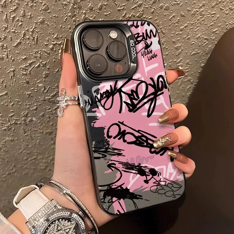 For iPhone 17 16 Cases Personalized English Writing Lip Phone Case For iPhone 16E 15 14 13 12 11 Pro Max XS XR X 7 8Plus Cover