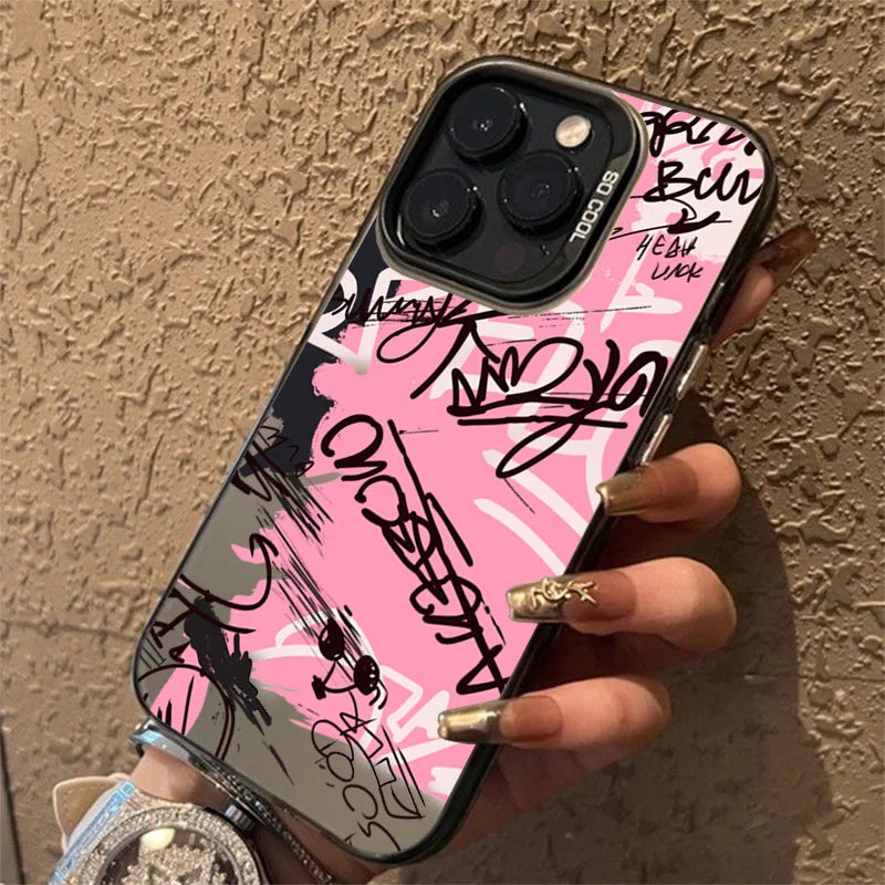 For iPhone 17 16 Cases Personalized English Writing Lip Phone Case For iPhone 16E 15 14 13 12 11 Pro Max XS XR X 7 8Plus Cover