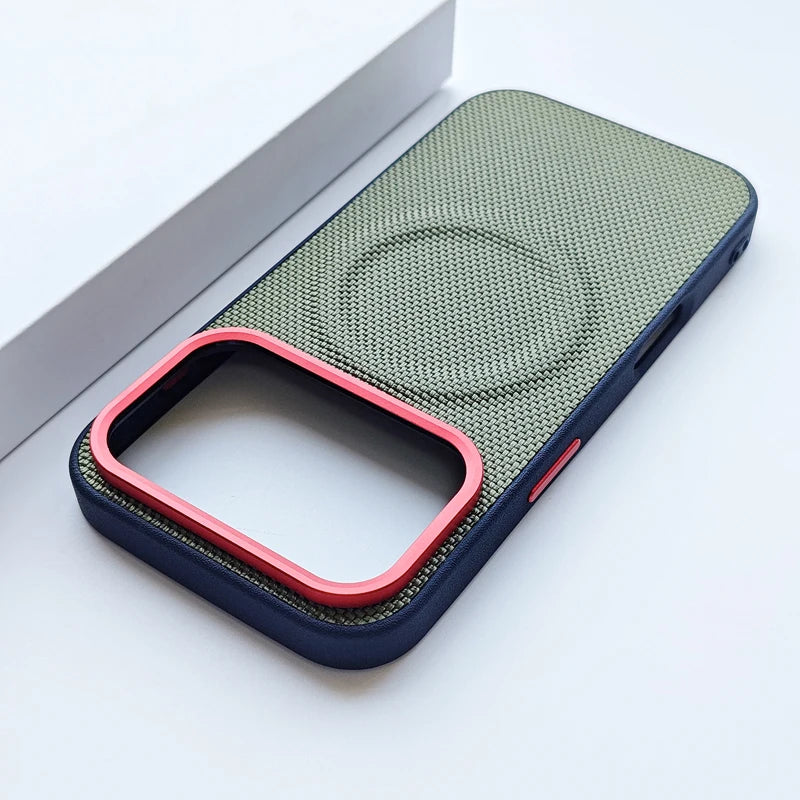 For iPhone 17 Pro Max 17 Air Case Luxury Magnetic Soft TPU+Nylon Woven Leather Back Anti-Fingerprint Cover for iPhone17