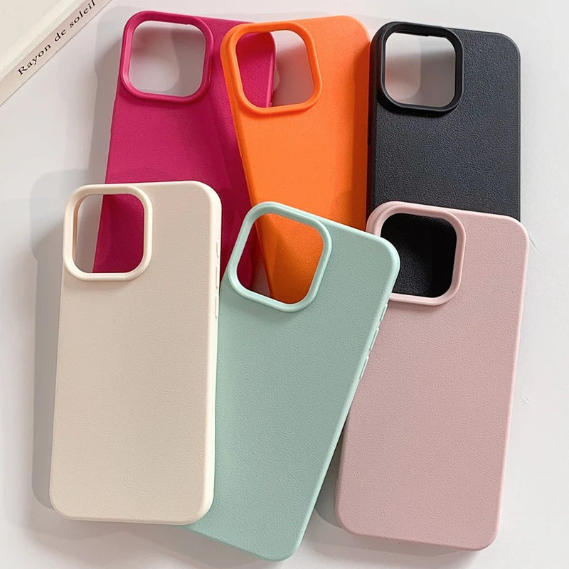 Leather Phone Case For iPhone 17 Pro Max 16 13 11 15 14 Plus 12 17 Air 17Promax 16promax Shockproof Soft TPU Funda Cover Coque