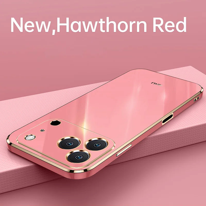 Solid Plating Phone Case For iPhone 17 Pro Max 17 Air 16e 16 Pro Max 16Plus 17Pro Max Cover Soft Silione Shockproof Cases Bumper