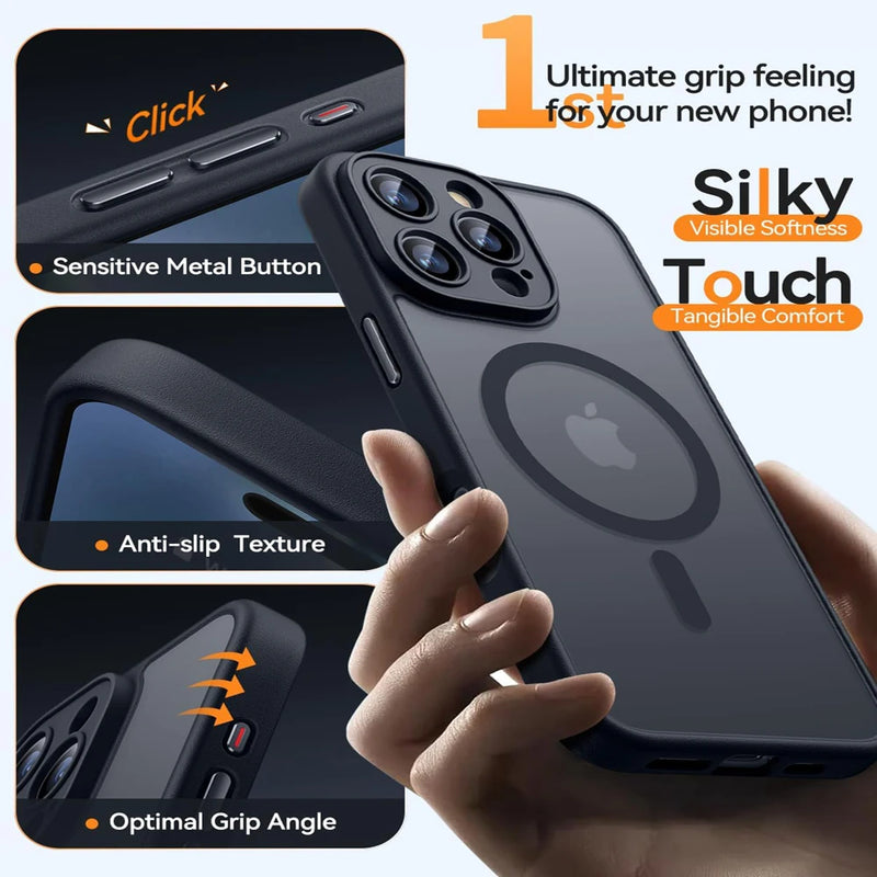 Luxury Matte Translucent Shockproof Magnetic Case For Magsafe For iPhone 17 16 15 14 Plus 13 12 11 Pro Max 17Air 16e  Cover